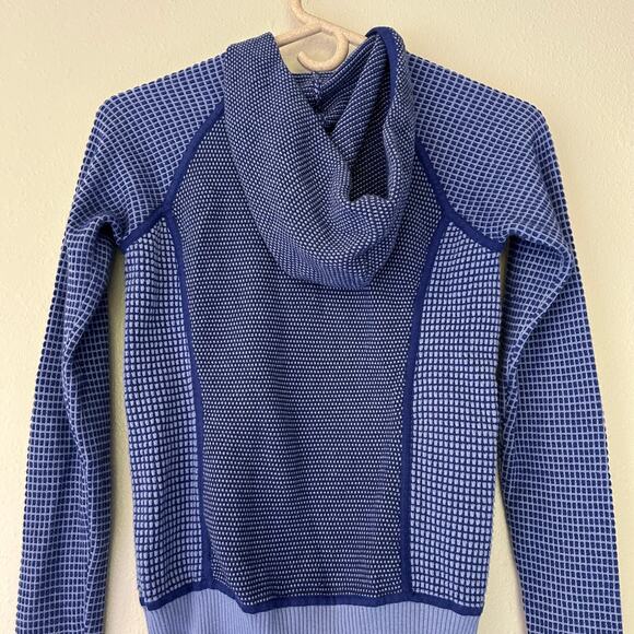 Title nine knit hooded sweater full zip outdoor hiking athletic Gorpcore blue XS - Picture 11 of 11